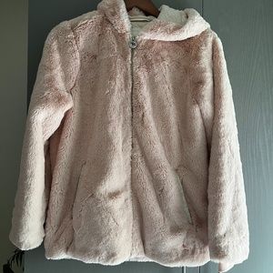 Blush pink fur kids jacket